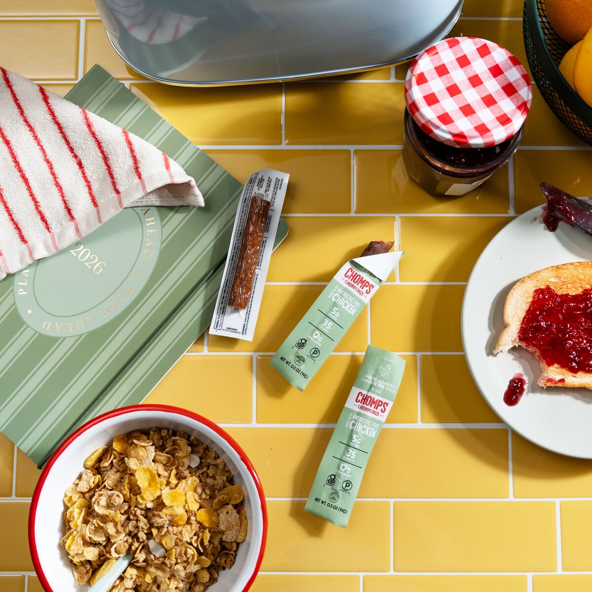 low calorie breakfast with Chomps sticks