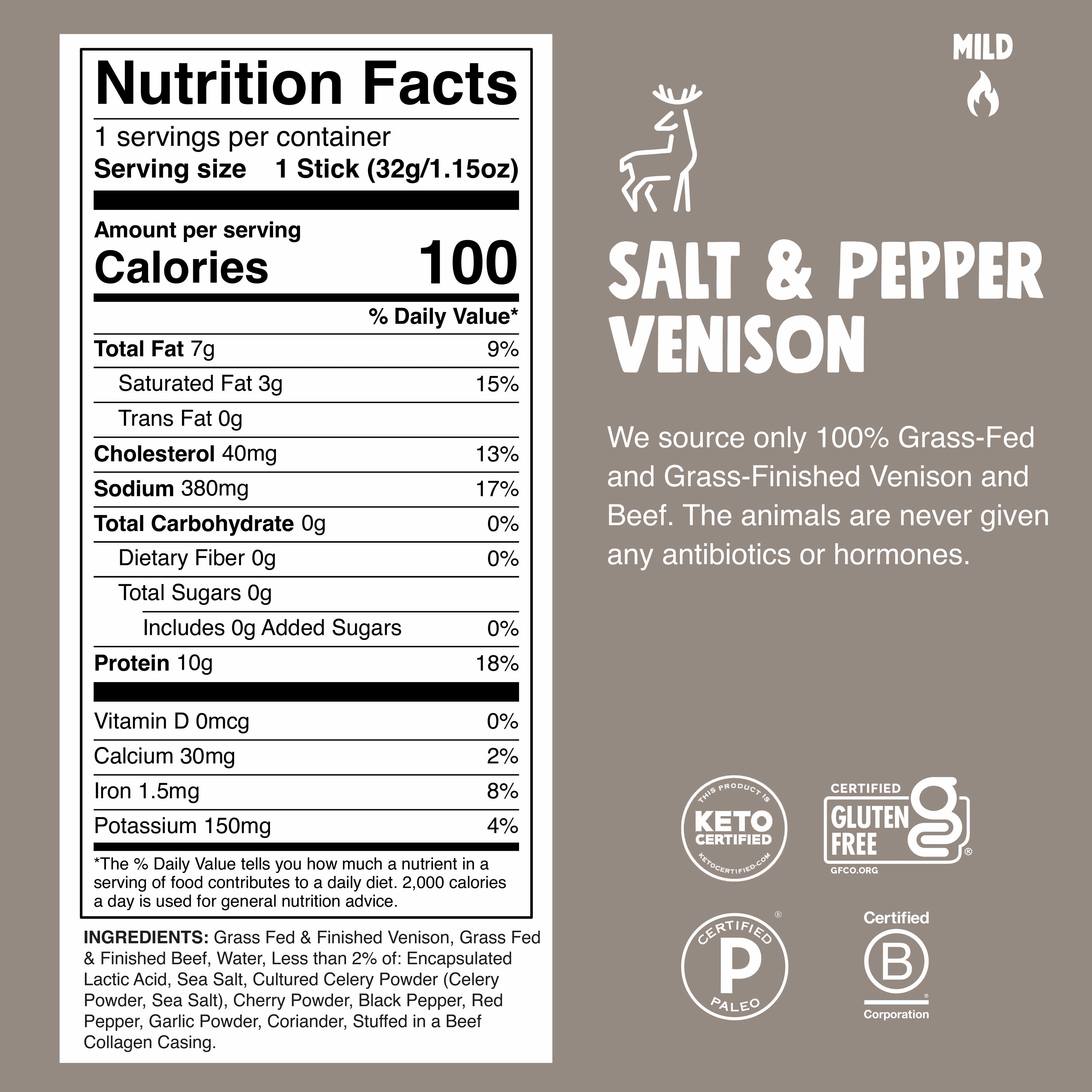 Venison Nutritional Label