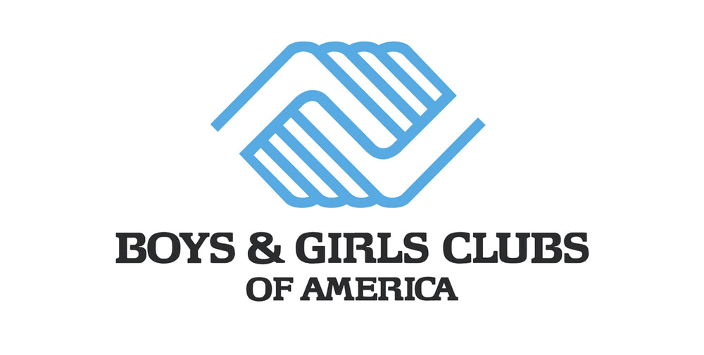 Boys & Girls Clubs of America logo on a white background, featuring a blue stylized handshake icon above the black text 'BOYS & GIRLS CLUBS OF AMERICA'.