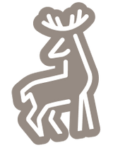 An gray line-art icon of a Deer