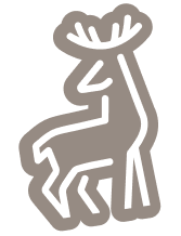 An gray line-art icon of a Deer