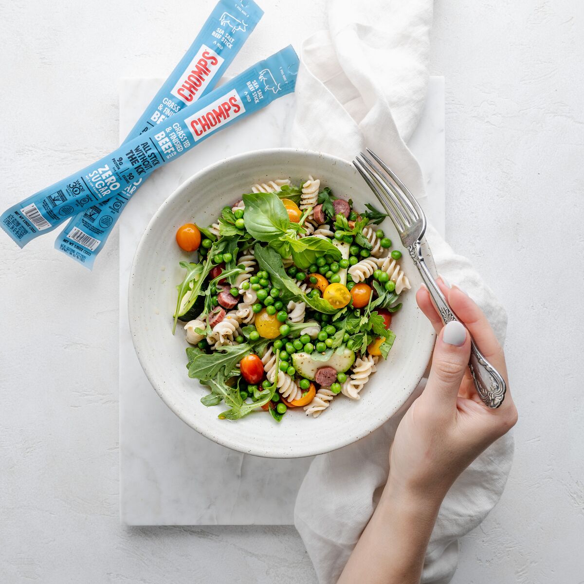 pasta salad with peas