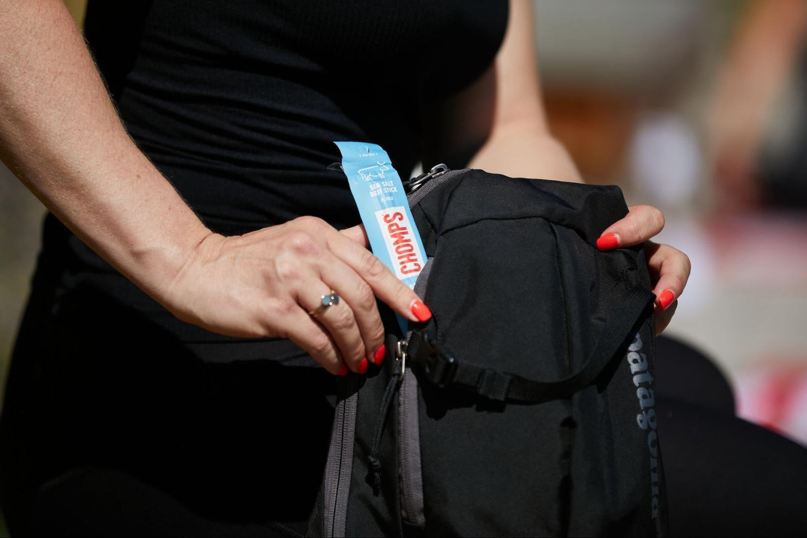 runner packs a chomps stick to eat after a run