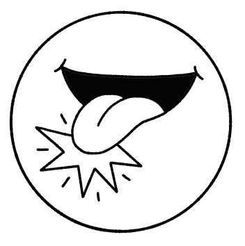 Black and white icon of a tongue sticking out indicating "bold flavor"