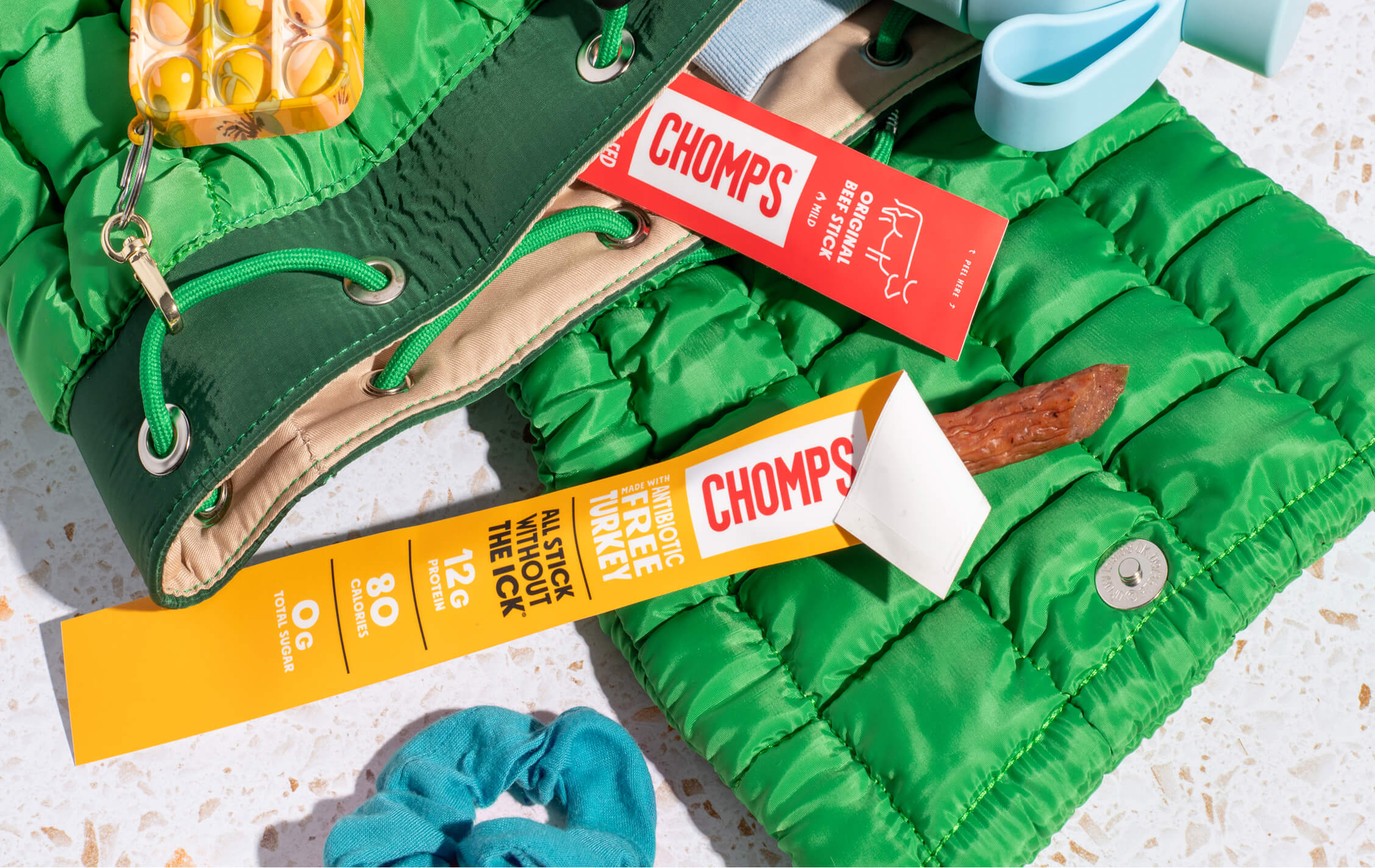 Green bag with Chomps sticks