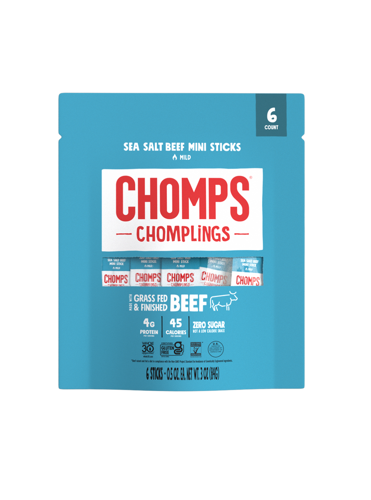 Gluten Free Mini Sea Salt Beef Jerky Sticks Chomplings Chomps