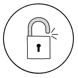 A black and white line art icon of an open padlock, representing unlocked status.