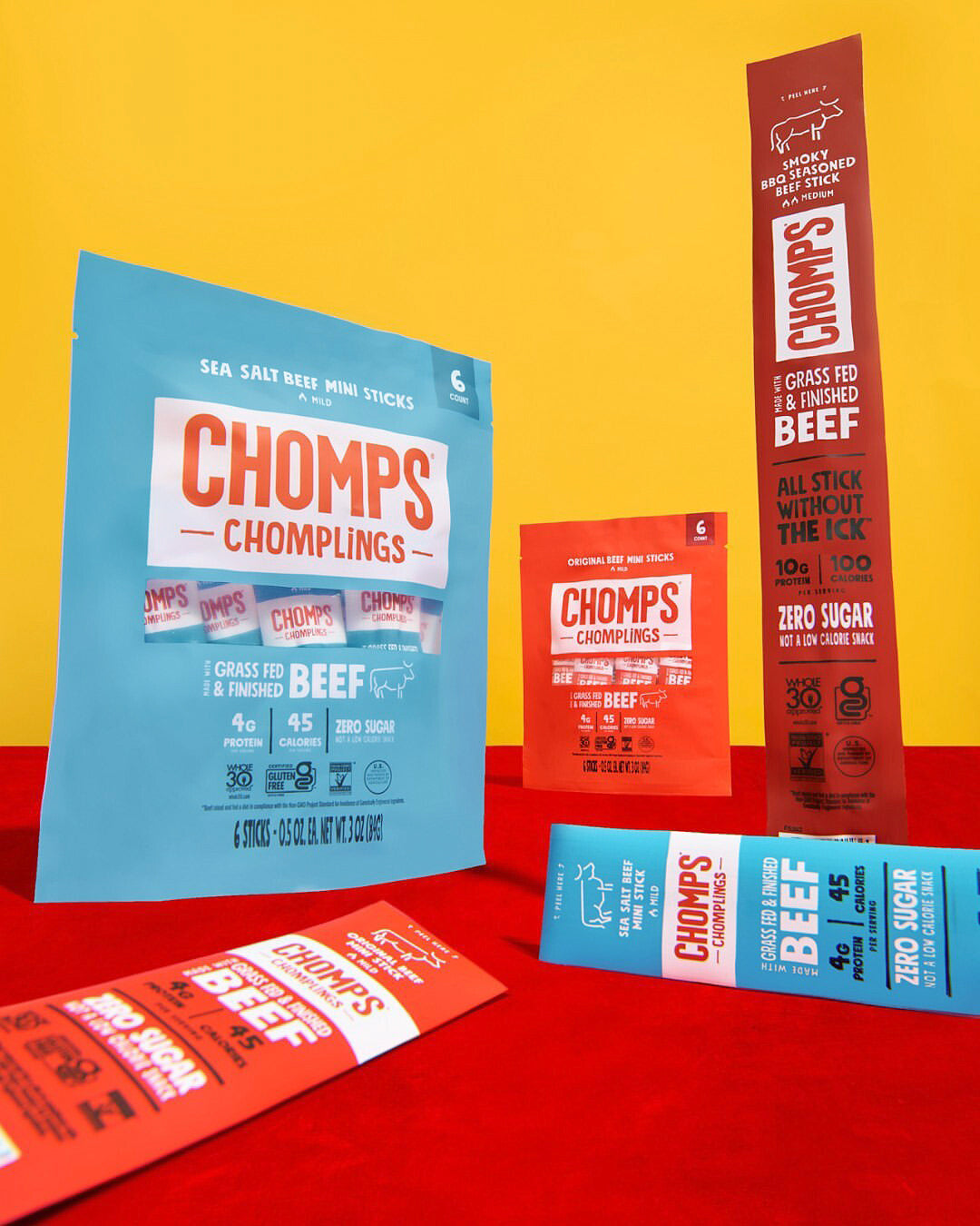 An assortment of Chomps products.