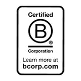 A black and white Certified B Corporation logo sticker or decal on a plain white background.