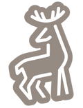 An gray line-art icon of a Deer
