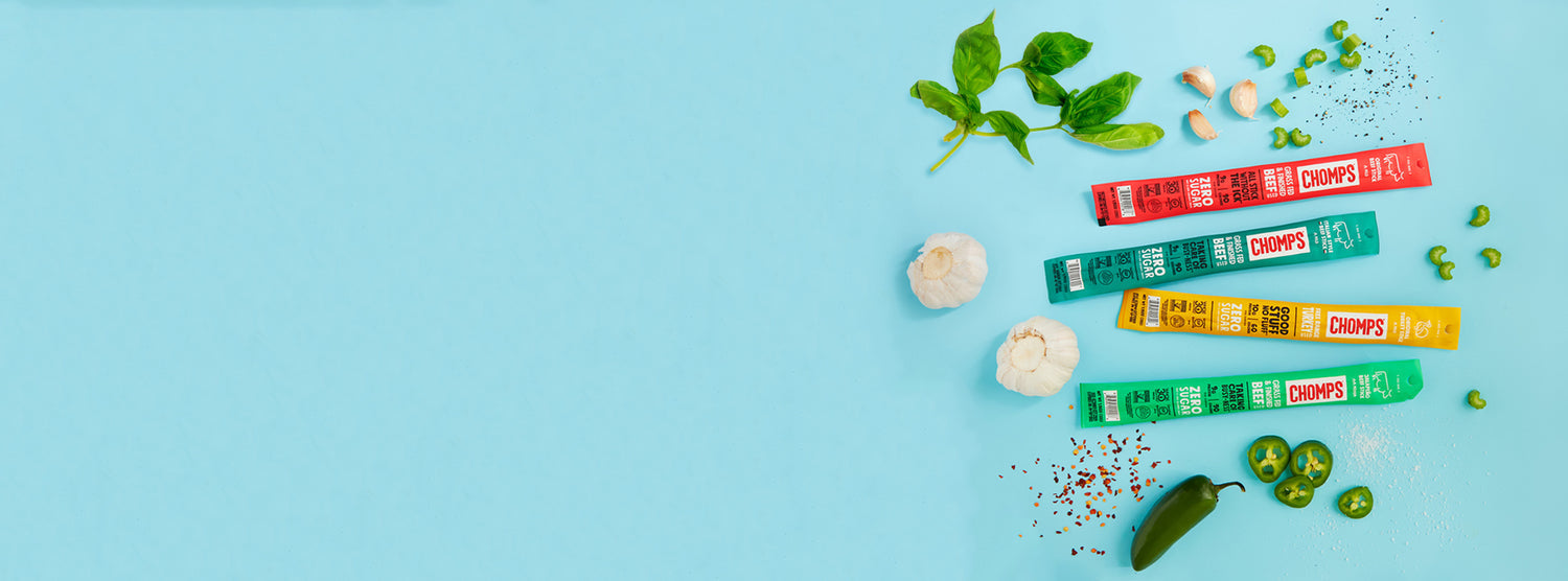 Chomps flavors with the raw ingredients that go into them